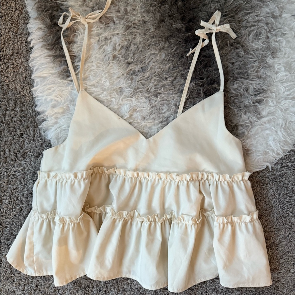 Elegant Cream Ruffle Top